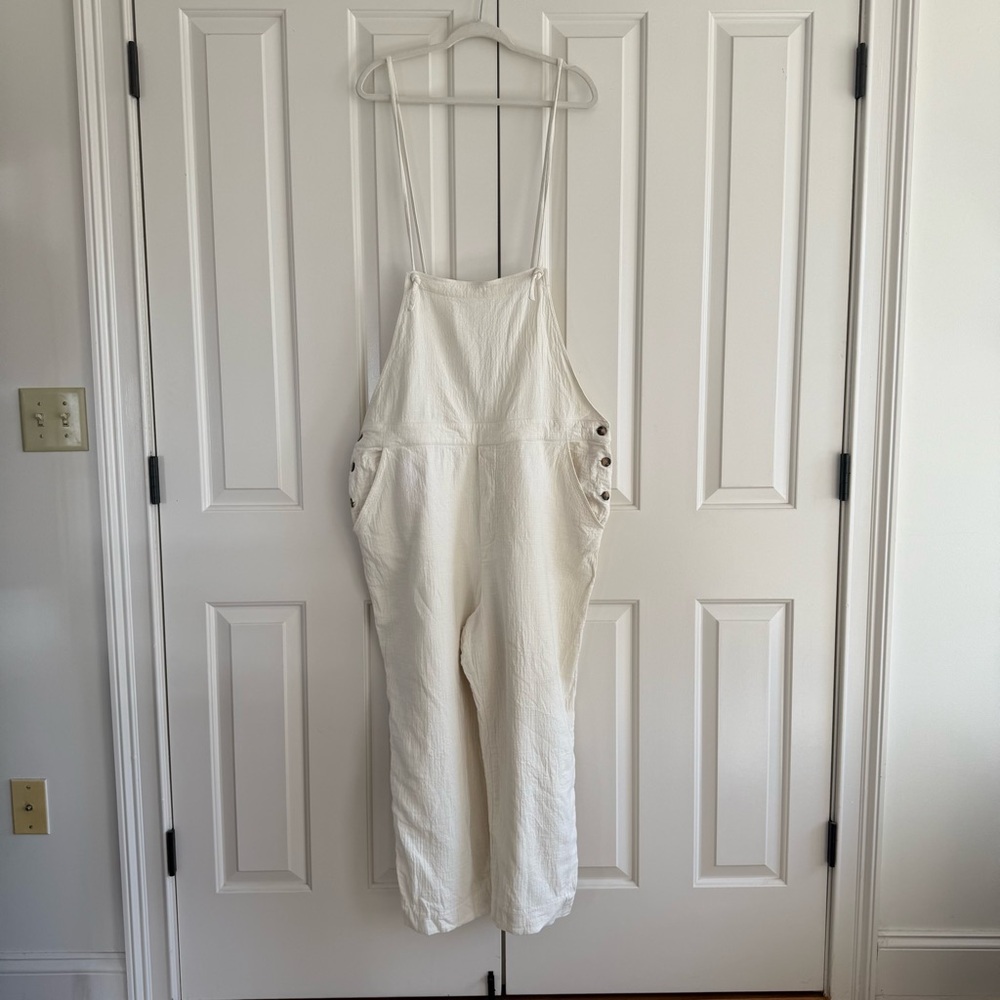 Cream Linen Blend Madewell Overalls